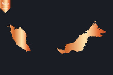 Abstract - High Detailed Copper Map of Malaysia. Vector illustration eps10.	
