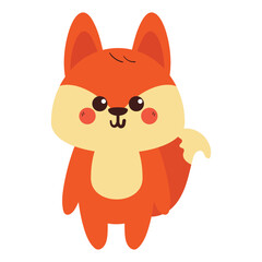 hand drawing carton fox. cute animal doodle for sticker, icon