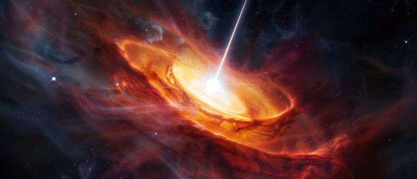 Ultra-clear photograph of a quasar with its bright