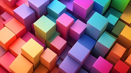 Obraz premium Multicolor boxes abstract background 3D render illustration. 