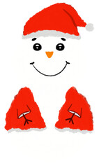 Snowman wearing a hat and red shirt is smiling and wants to be happy. Christmas festival.