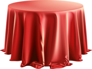 Red tablecloth on a table