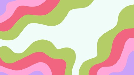 A wavy, organic pattern in pastel colors of green, pink, and purple. The abstract design features fluid, irregular shapes creating a calming and playful visual effect.