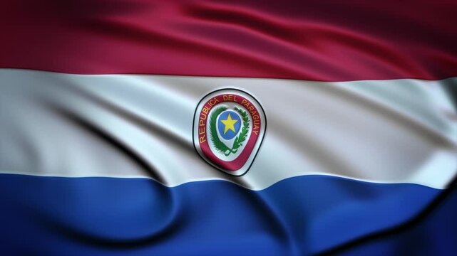 Seamless Loop Waving Silky Country Flag Paraguay