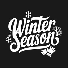 Winter season with minimal Objects about Winter around it, Winter December, snowman, flakes, tree, snow design for cold season poster written text