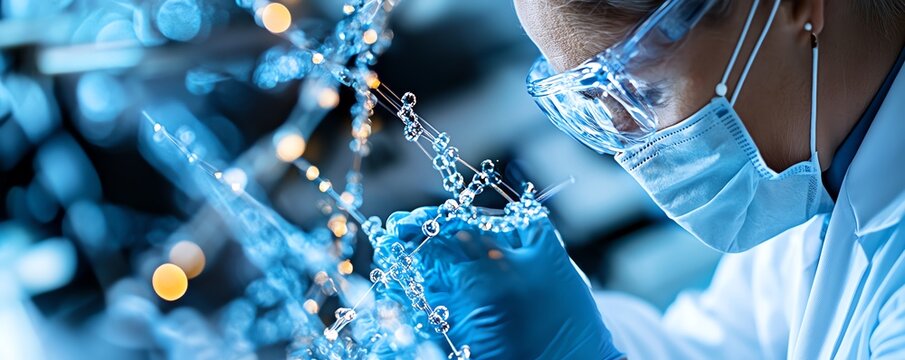 Team of researchers working on personalized medicine based on genetic data, precision healthcare, biotechnology