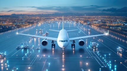 Aerial View of Cargo Aircraft at Busy Airport