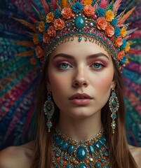 portrait of a woman in a creative headdress