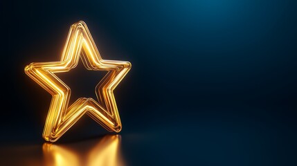 Fototapeta premium Glowing gold star on a dark gradient background symbolizing a top rating with a clean minimalist design