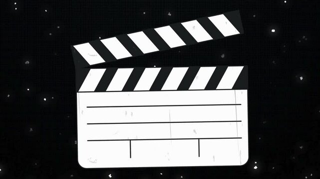 The animated movie clapper board and film.