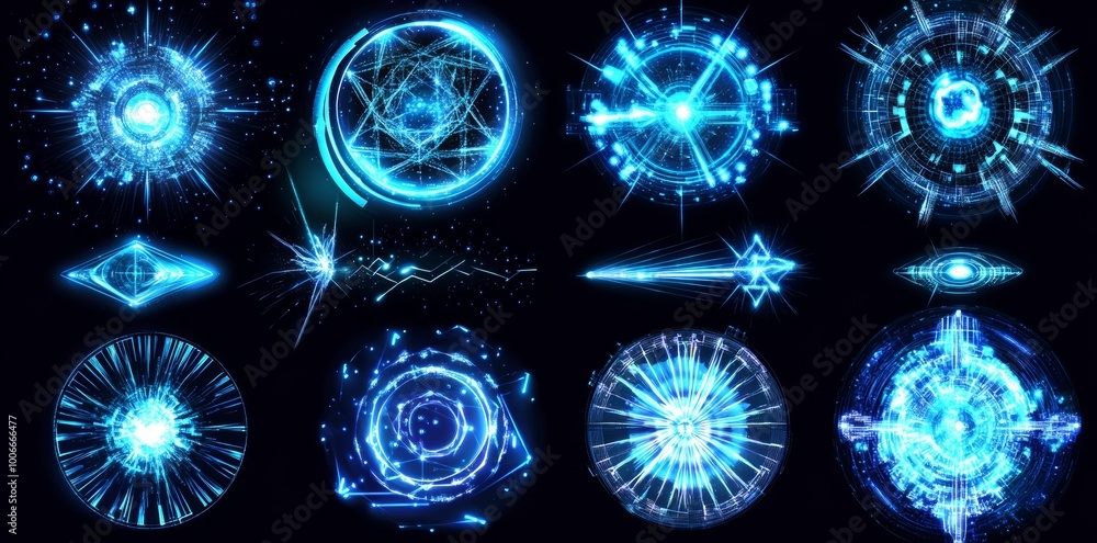 Poster a futuristic background with a circle round glowing technology sci-fi frame on a hud interface.