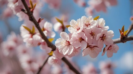 Obraz premium Close up view of cherry blossom blooming 