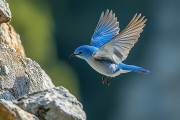 blue bird in flight