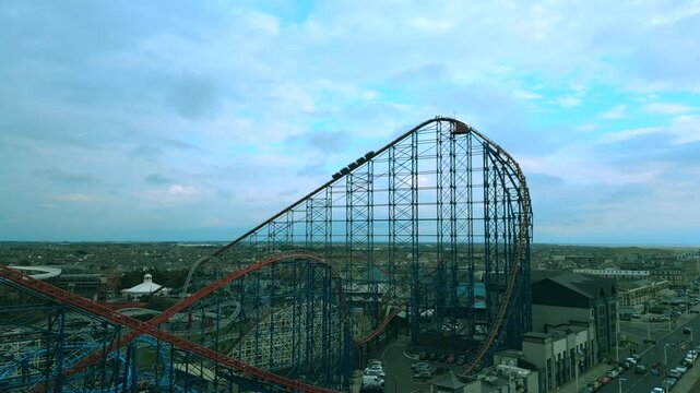 Aerial video of the attractions in Blackpool