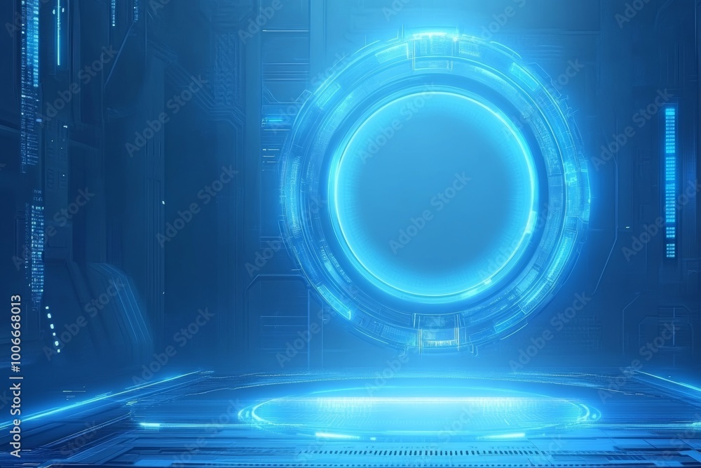 Poster ui futuristic concept with hologram elements of digital data chart, communication, and generative ai