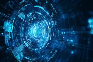 Fototapeta premium UI abstract technology future concept hologram elements of digital data chart, communication, generative Ai
