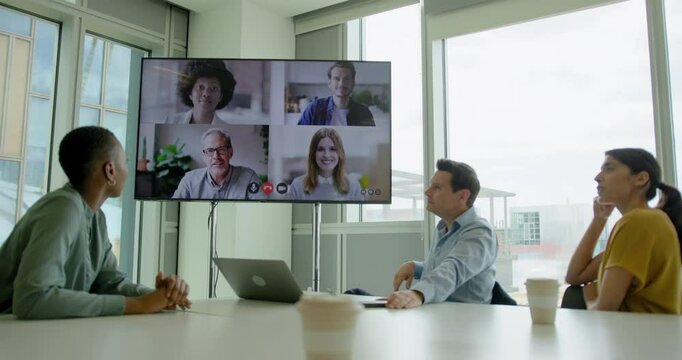 Businesspeople Having a Video conference in a Office Meeting room