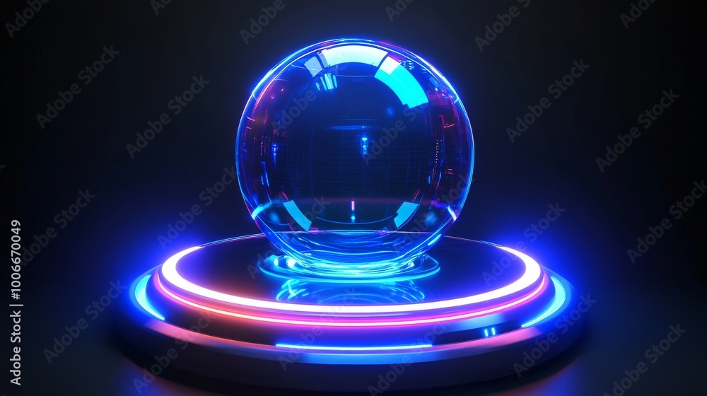 Poster an attractive hud projector, holograms, and portals. a futuristic gui with virtual gui.