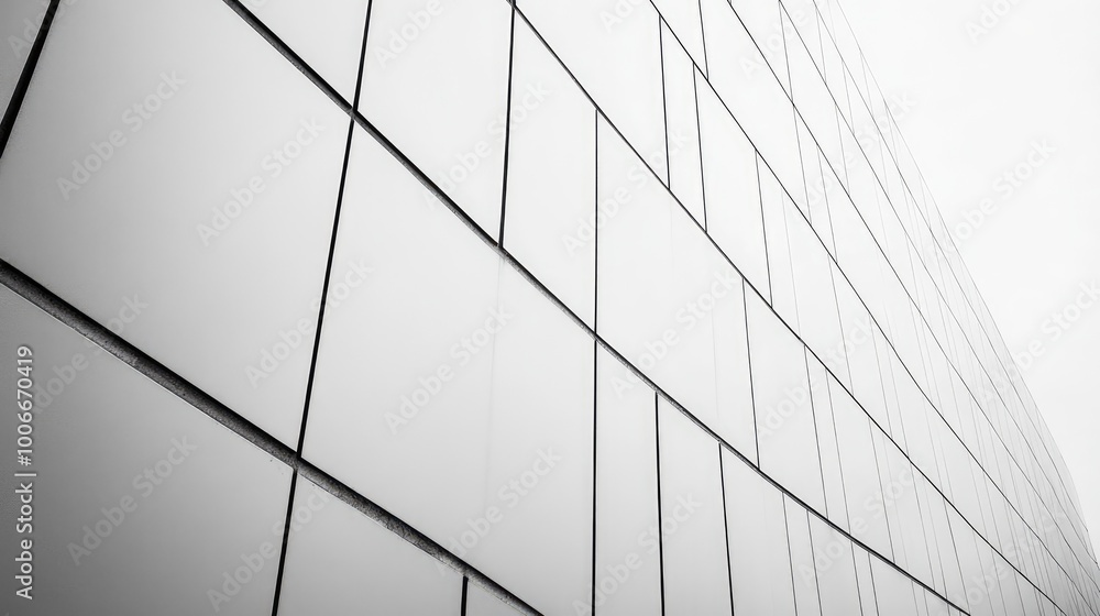 Poster a minimalist tile pattern with thin, intersecting lines in black and white, creating a simple yet dy