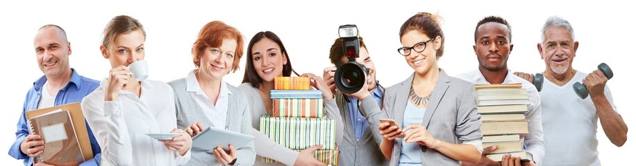 Erwachsene Menschen gehen Hobbies nach in ihrer Freizeit