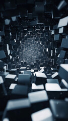 Obraz premium Abstract Floating White Rectangular Blocks Creating Depth for Modern Backgrounds and Wallpapers