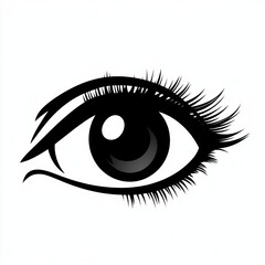 Minimalist Black and White Eye Illustration with Eyelashes
