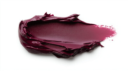 a single, elegant swatch of burgundy wine lipstick on white background, with soft color gradients and subtle sheen to highlight the texture and glossiness of lip makeup