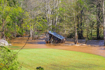 Building destroyed by flooding from Hurriance Helene