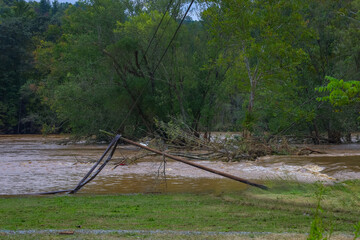 Downed power line from Hurricane Helene 