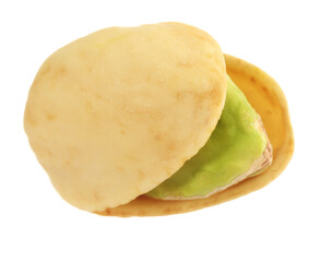 One tasty pistachio nut isolated on white