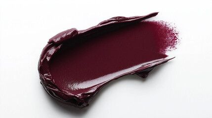 a single, elegant swatch of deep burgundy lipstick on white background, with soft color gradients and subtle sheen to highlight the texture and glossiness of lip makeup