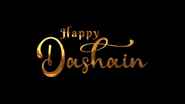 Happy Dashain Text Animation on Gold Color. Great for Happy Dashain Celebrations, for banner, social media feed wallpaper stories.