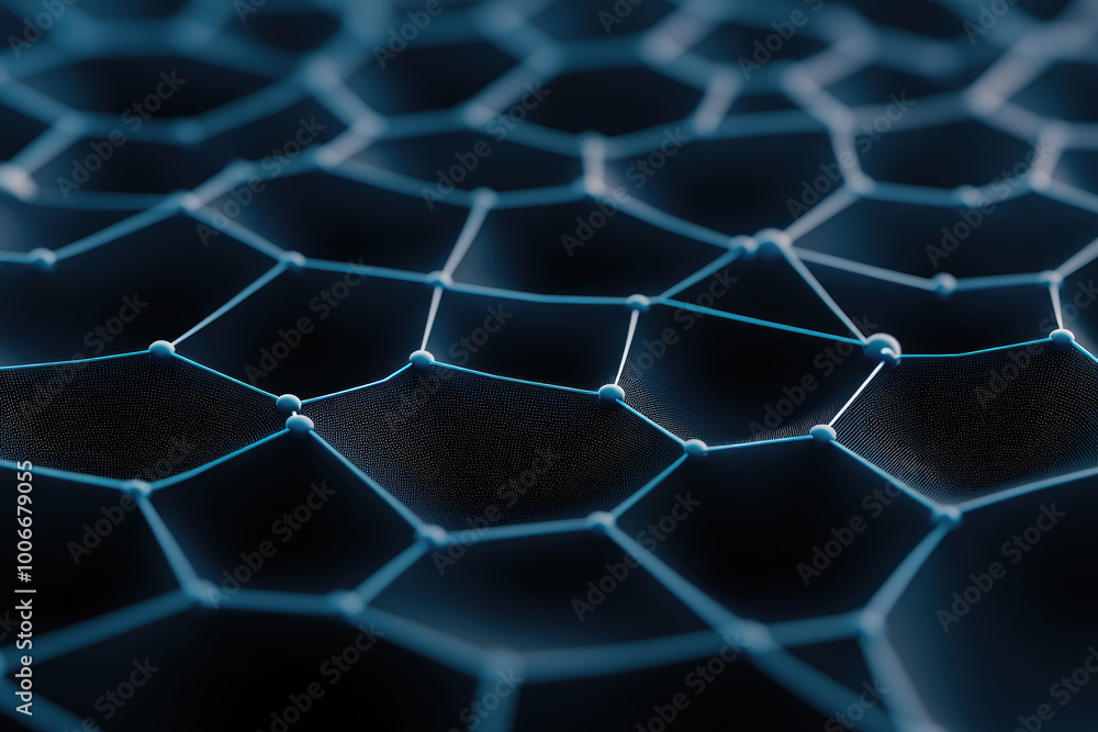 Aufkleber digital network connectivity, blue abstract web of blockchain technology, intricate dot connections 