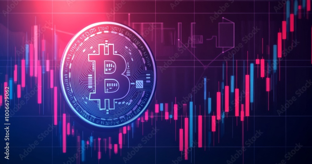 Aufkleber the bitcoin hologram hud has digital statistics and graph indicators
