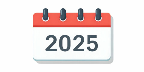 Simple Flat Vector Icon of a 2025 Calendar Page with Bold Numbers - Ideal for Infographics and Business Designs