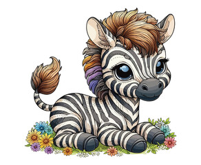Baby Zebra color on a white background