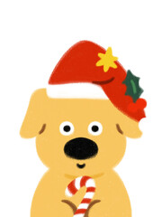 super cute Dogmas Christmas icons hand-drawn adorable dog puppy character trendy simple illustrations Christmas decoration celebration ornaments stockings gifts transparent background	