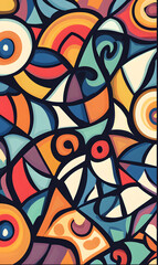 Hand-drawn 2D Doodle Tile and Carpet Patterns with White Borders &ndash; Geometric, Floral, and Abstract Designs