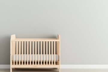Minimalist baby room, birch crib, soft pastel palette, serene atmosphere, cozy decor, nurturing space for infants, gentle colors, modern design