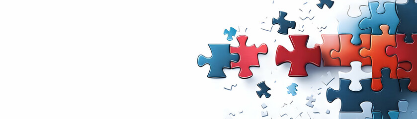 Fototapeta premium Vector Illustration of Floating Puzzle Pieces and Arrow on White Background for Business Problem Solving and Growth Concept in Infographics