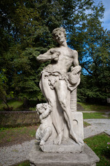 Statue of Bacchus (Roman god of wine) in park. Bedzin, Poland.