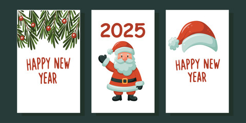 Vector set of postcards on a New Year theme.