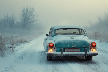 car on a winter road