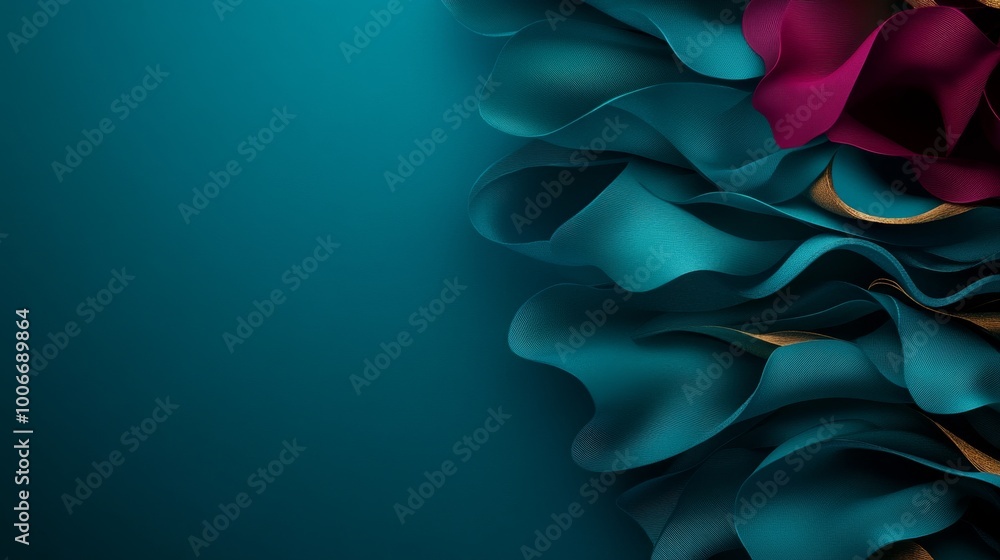Poster the composition showcases an artistic arrangement of layered petals and leaves in bold colors. an in