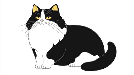 The Norwegian Forest cat is illustrated in an artisanal stencil print style on a white background. The design is simple, sleek, minimalistic, trendy and perfect for any product.