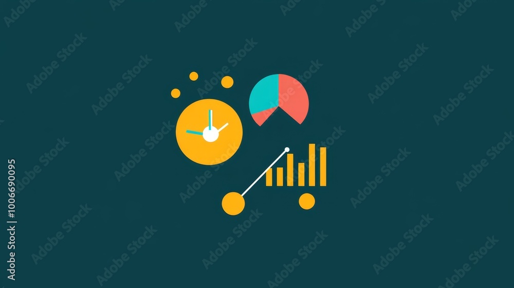Poster an abstract data visualization featuring colorful graphs and pie charts representing analysis and pr
