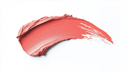 a single, elegant swatch of sunset coral lipstick on white background, with soft color gradients and subtle sheen to highlight the texture and glossiness of lip makeup