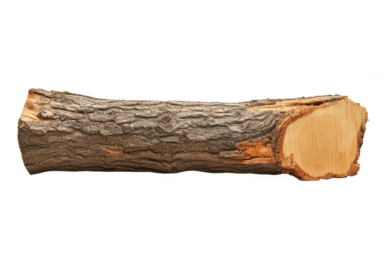 Wooden log on transparent background