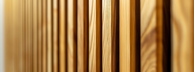 Obraz premium Wall made of wood. Wooden panels made from slats. Texture of vertical timber lines. Modern interior design from planks. Decorative surface for the construction of fences and facades. 