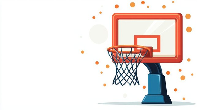 recommend clip art: a basketball hoop clipart, sports gear, flat vector design, red and white, isolated on white background